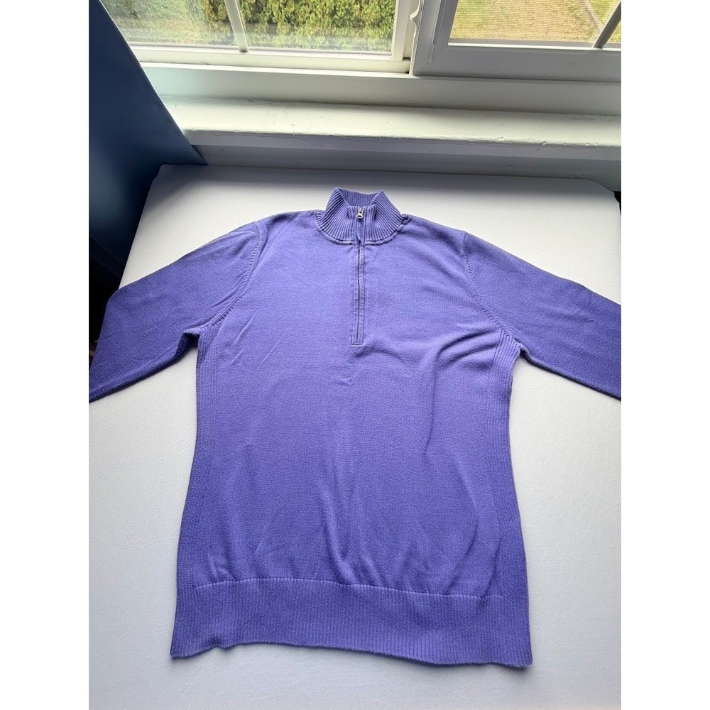 Classic Foxcroft Women's Periwinkle 100% Supima Cotton Quarter Zip Sweater Large
